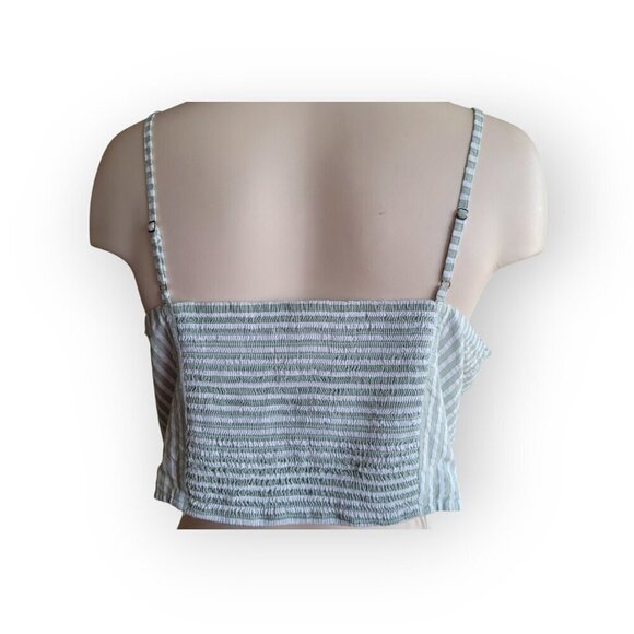 Anthropologie Mint Striped Smocked Crop Top Size L - Picture 8 of 12